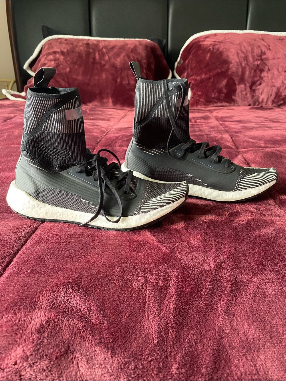adidas Black High-Top Athletic Sneakers with White Midsole